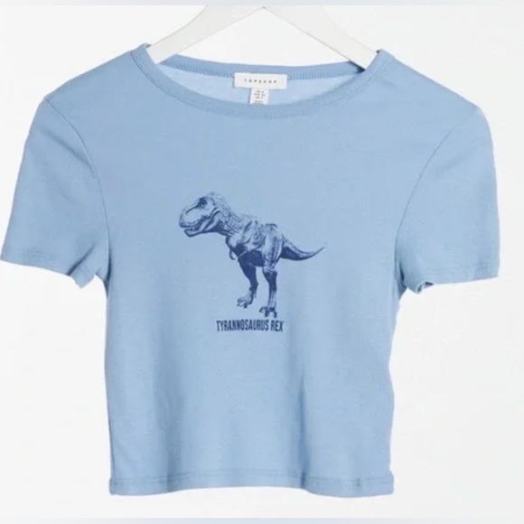 Topshop Tops - Topshop Tyrannosaurus Rex Blue Grey Baby Tee Size 2